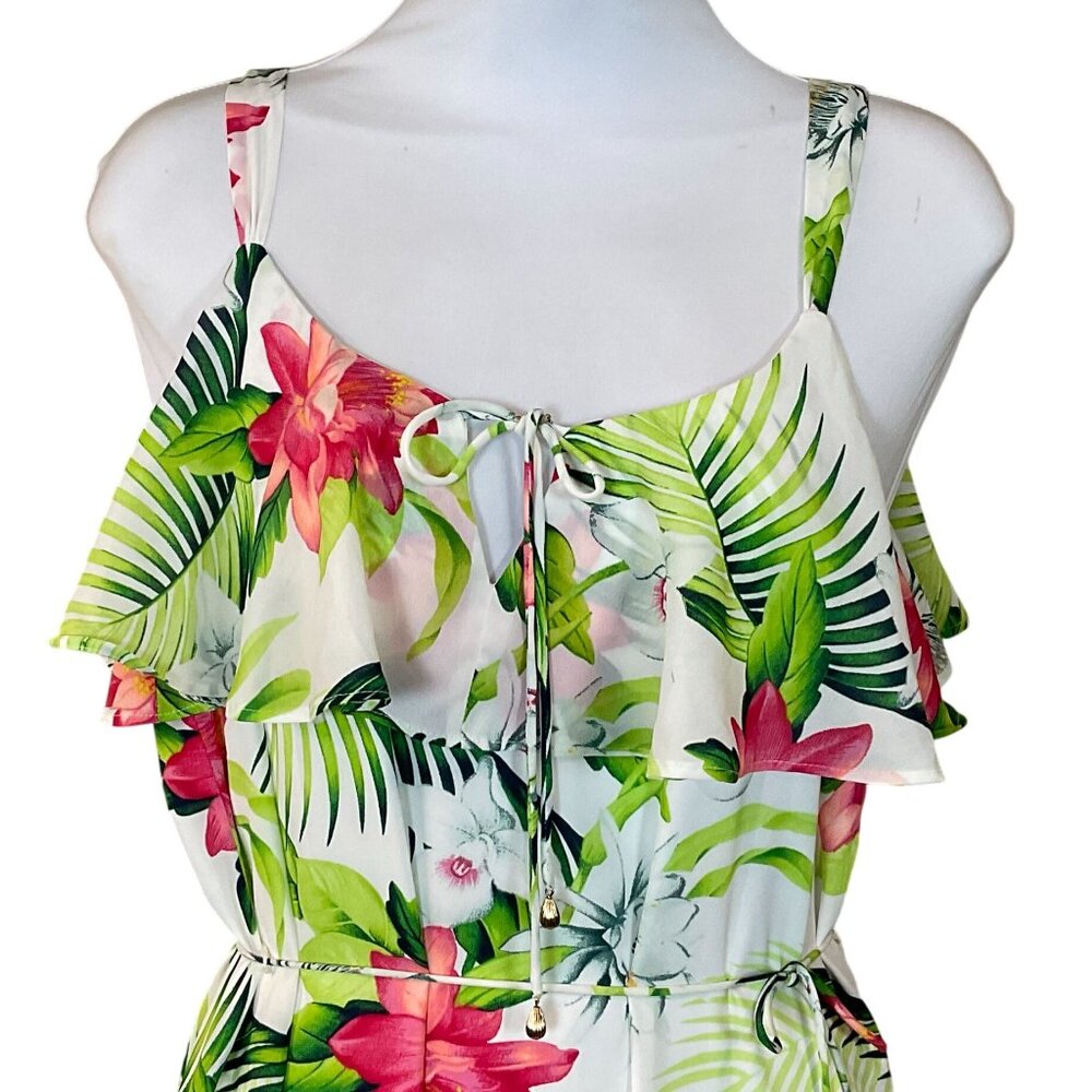 Tommy Bahama Grand Grove Sleeveless Maxi Dress Tropical Ruffled Tie Cord Belt Sm - Picture 3 of 10